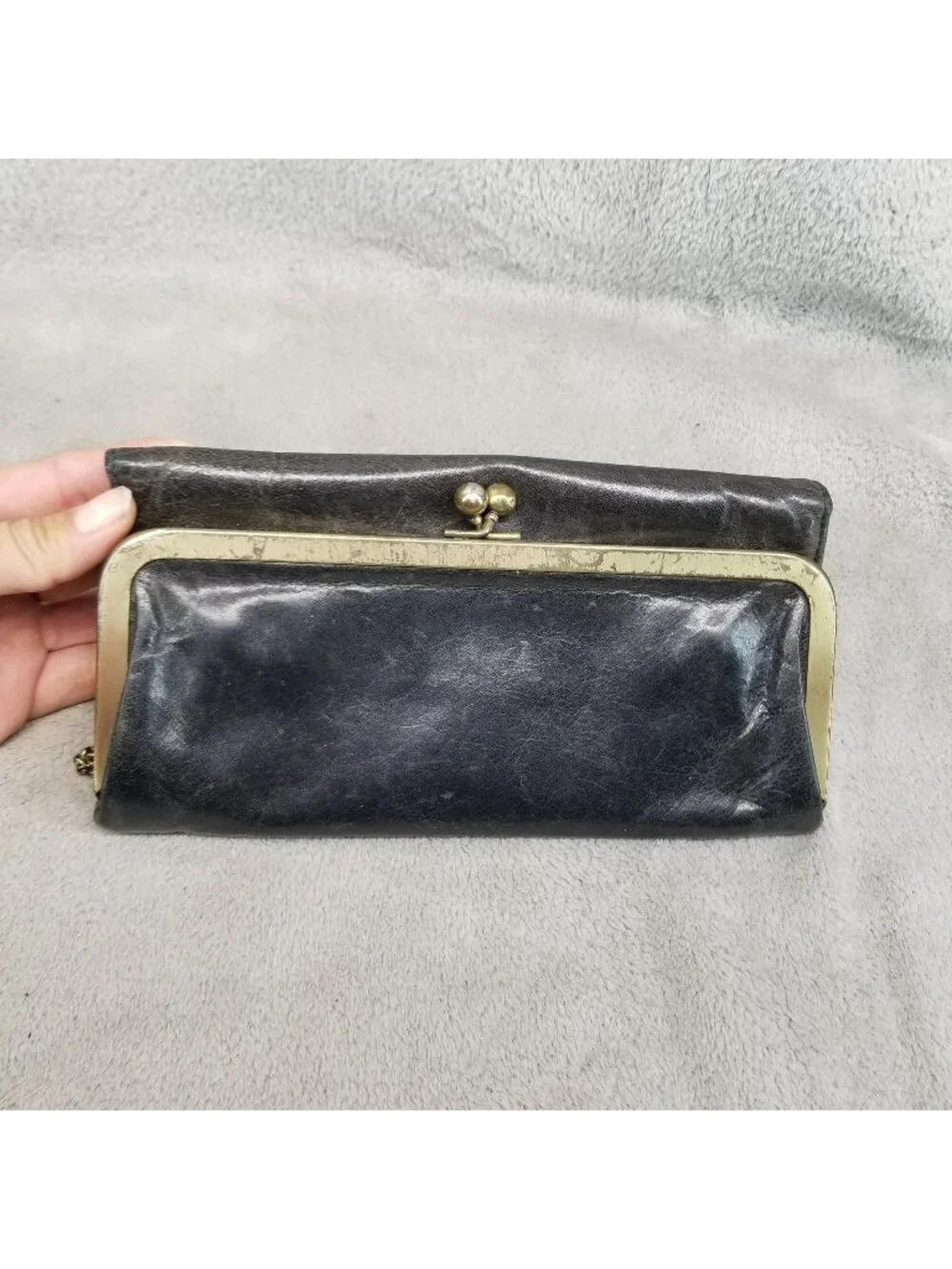 HOBO Wallet Womens 8x4 Black Leather Clutch *Read*